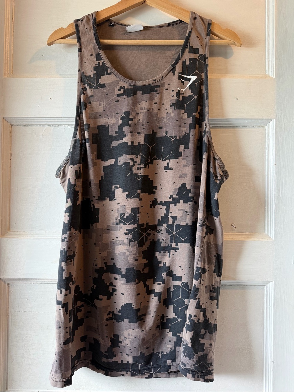 Gymshark Taupe and Black Camo Tank Top